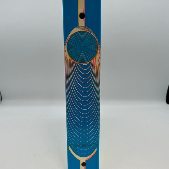 Geometric Neon Fantasy 3 Ring Binder Notebook Abstract Blue Green 1992 READ - Picture 2 of 7